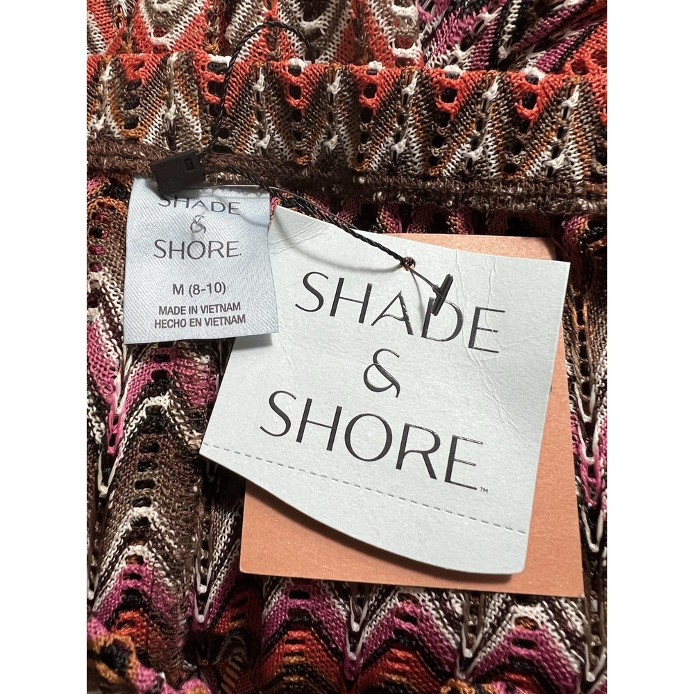 Shade & Shore Crochet Wide Leg Pants Women M Multicolor Zigzag Cover Up Beach - Picture 3 of 11